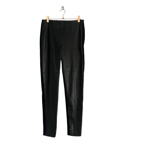 Ann Taylor The Seamed Side Zip Legging in Pebbled Faux Leather Ponte Sz 4 Black - Picture 2 of 10